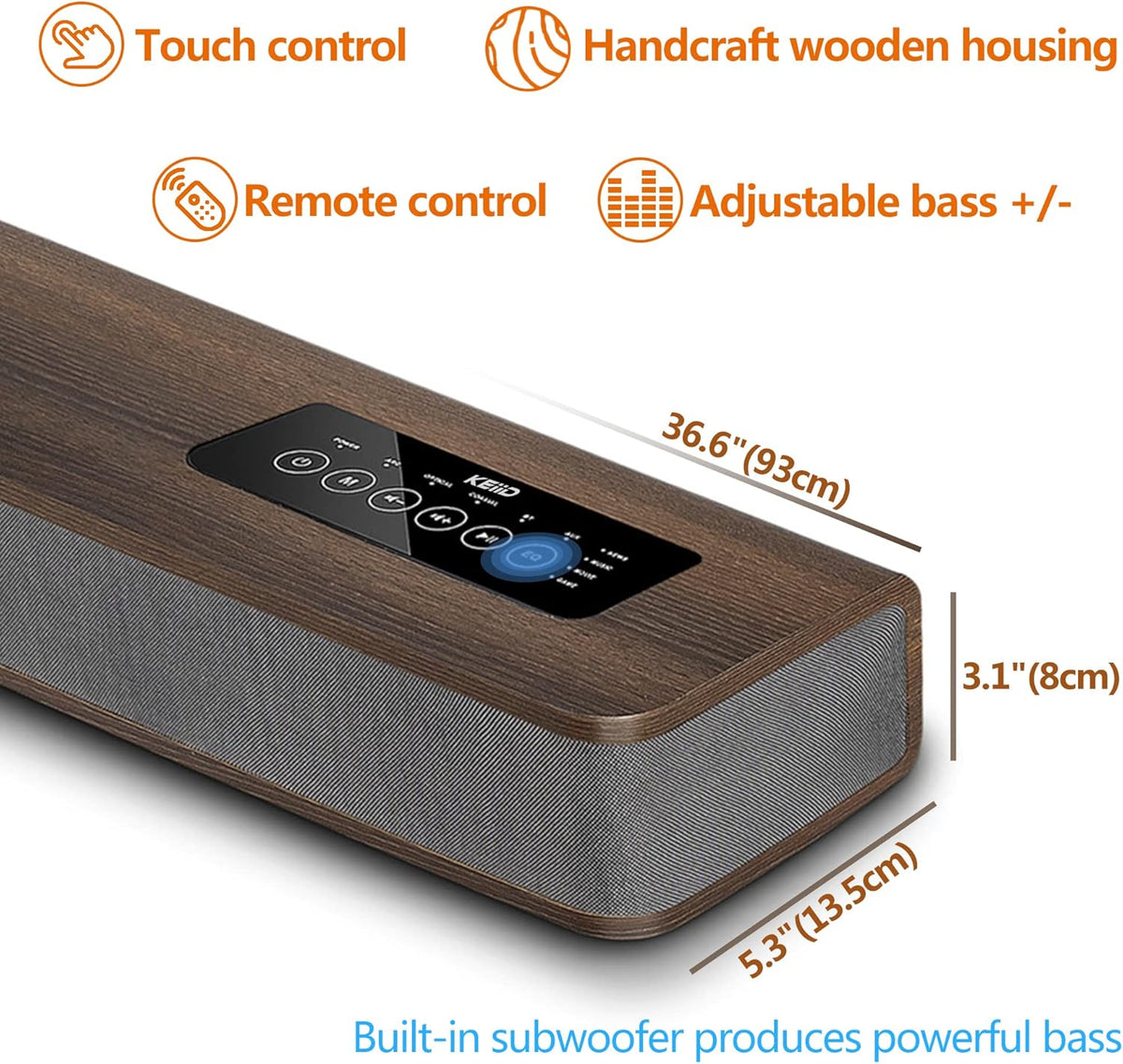 2.1 CH Wooden Sound Bar with Built-in Subwoofer U180