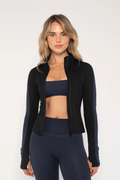 Two Toned Fitted Jacket - Navy