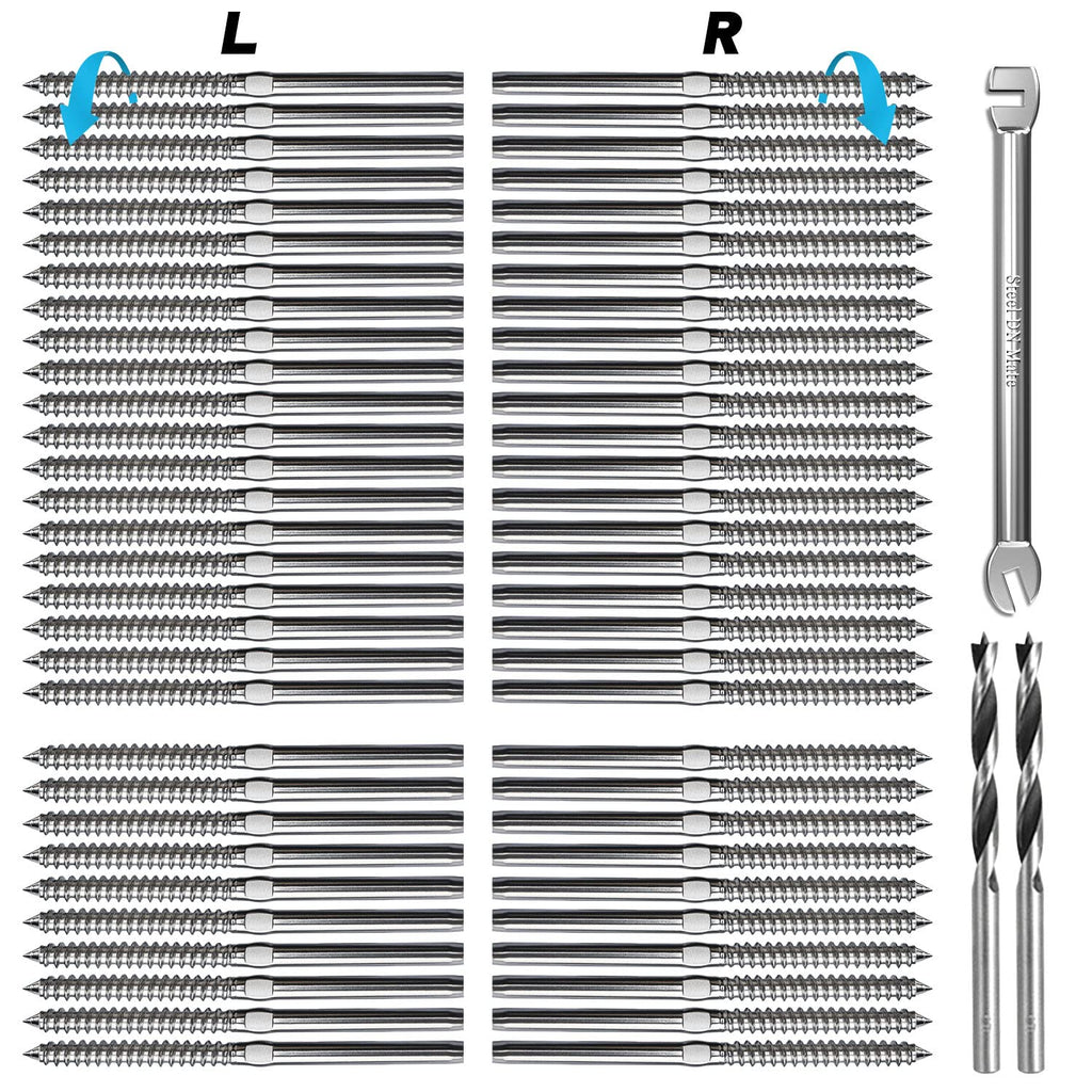 T316 Stainless Steel Swage Lag Screws for Wood Post Deck Railing Kit, 60 Packs S1830