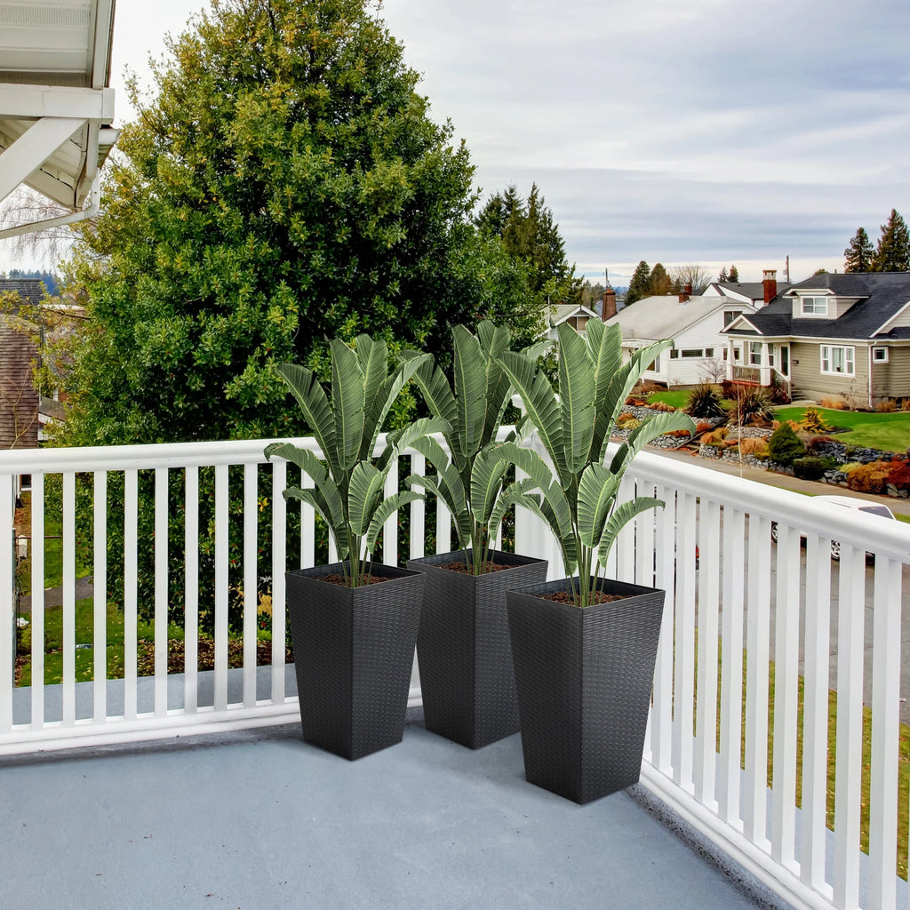 Black Set of 3 Tall Planters with Drainage Hole K7184