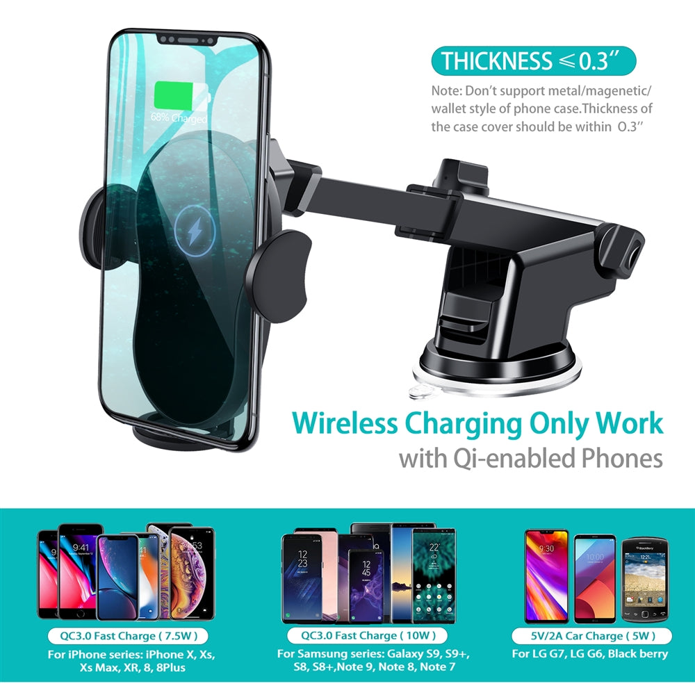 Wireless Car Charger Mount for iPhone 14/13/12/11/X/8 Series U19051