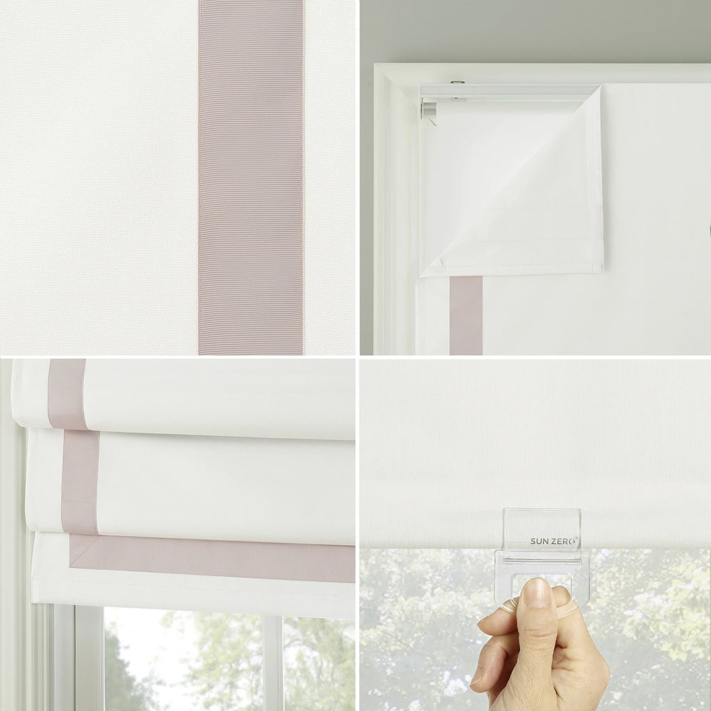 Pink Ribbon Border 100% Blackout Cordless Roman Shade, 39"x64" W64455