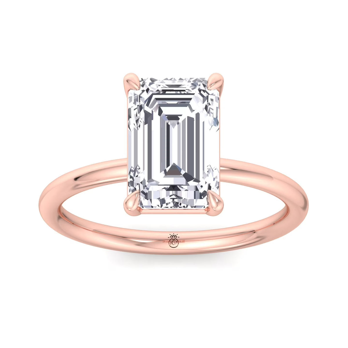 Emerald Cut Moissanite Lab Diamond Thin Band Solitaire Engagement Ring J333480