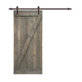Weather Gray Solid Pine Wood Interior Sliding Barn Door with Hardware Kit T302724
