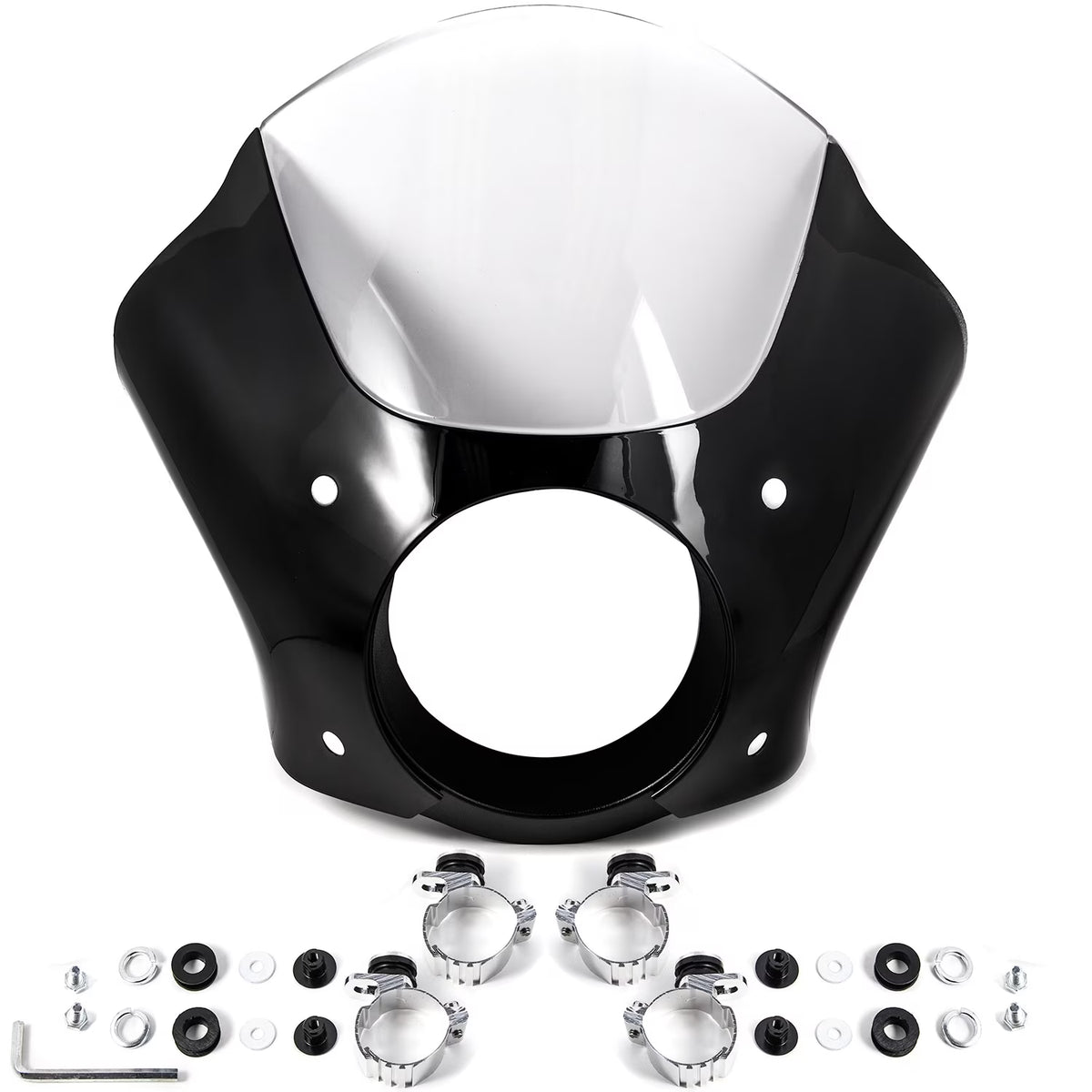 Black & Clear Quarter Fairing Windshield Kit with Fork Mounting Hardware E757629