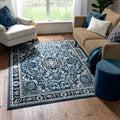 Persian Blue Traditional Medallion Area Rug X34699