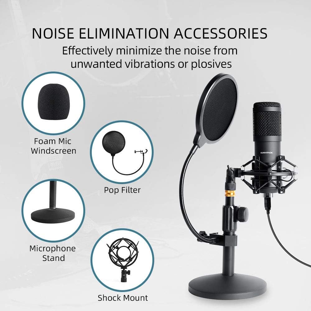 USB Streaming Podcast PC Microphone with Aluminum Storage Case, Studio Cardioid Condenser Mic Kit with Desktop Stand Shock Mount Z8596