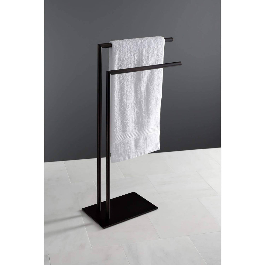 Brushed Nickel Pedestal Dual Towel Rack Z979736