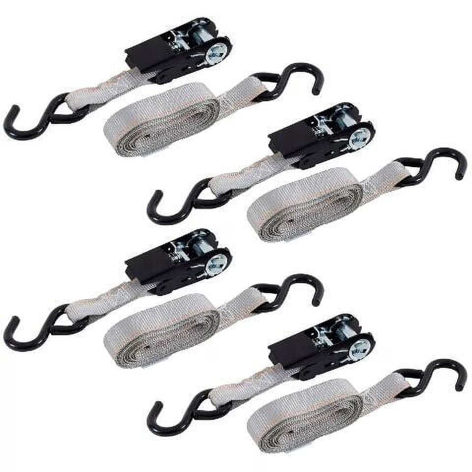 1” x 14' High Tension Ratchet Tie-Down with S Hooks, 4 Pack J720249