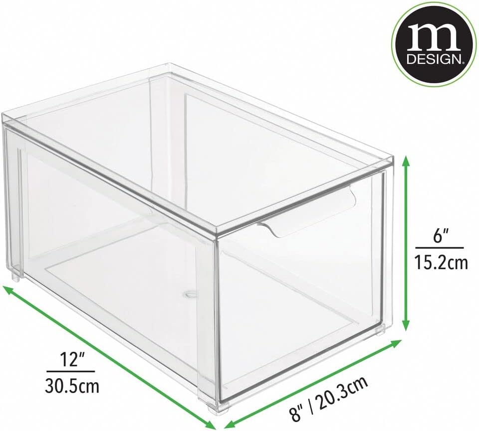Clear Plastic 4 Pack Stackable Storage Drawer J3107