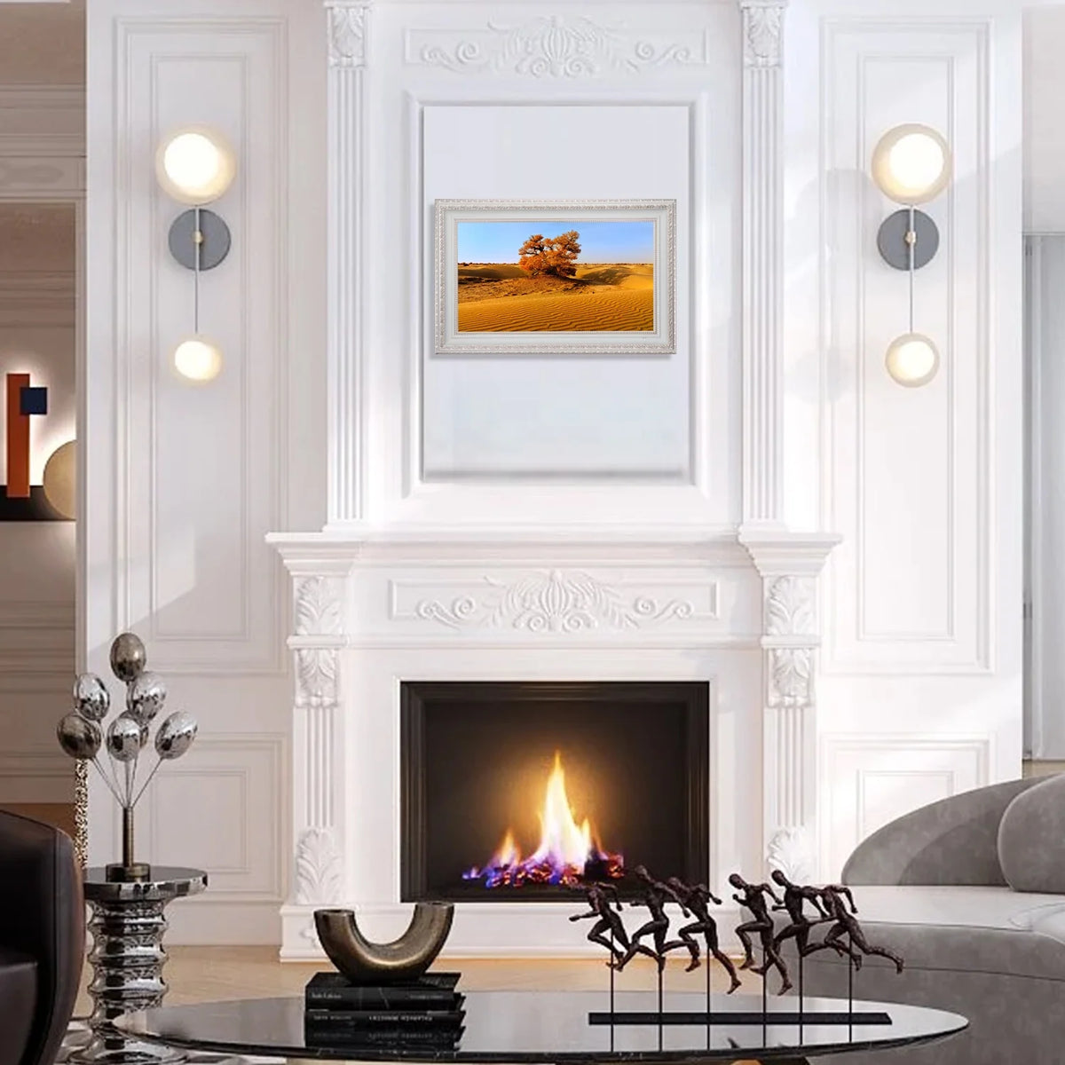 22" Smart Mirror TV with Antique White Frame L125674