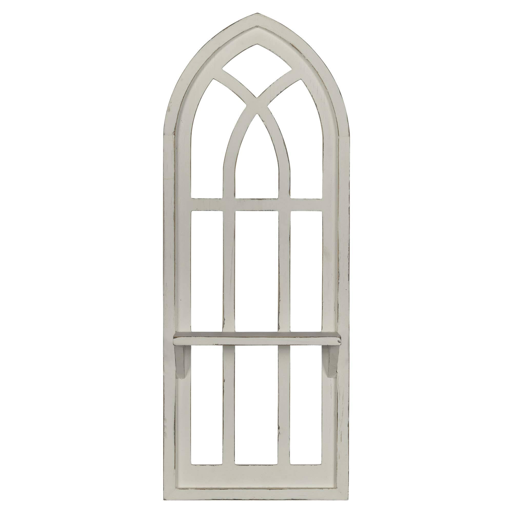 Distressed Window Arch with Shelf Wall Decor V744