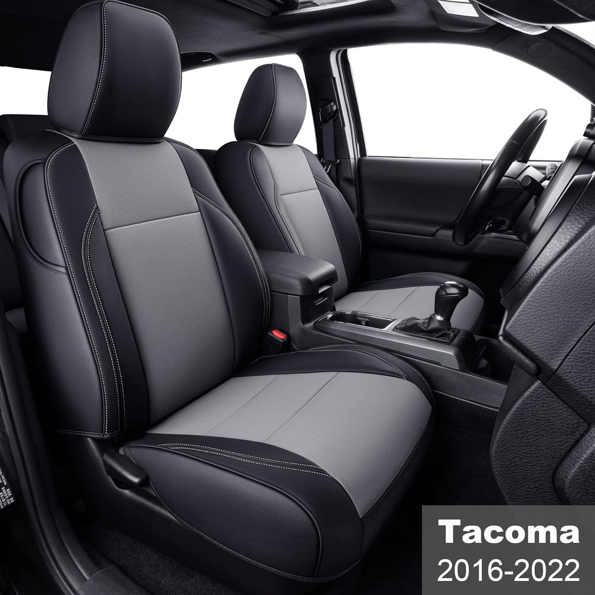 Black & Gray Faux Leather Seat Covers N3755