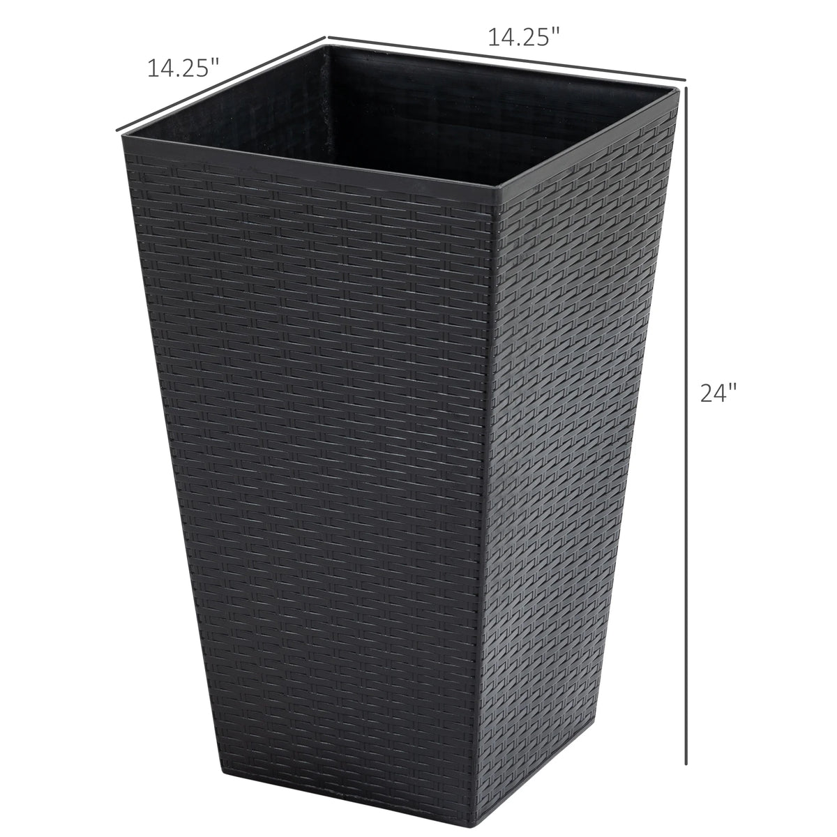 Black Set of 3 Tall Planters with Drainage Hole K7184