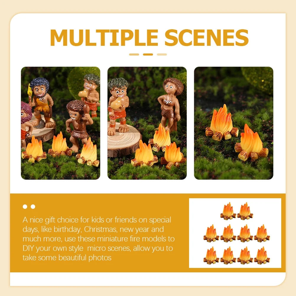 80 Pcs Resin Miniature Fireplace Campfire Playset Toy R750204