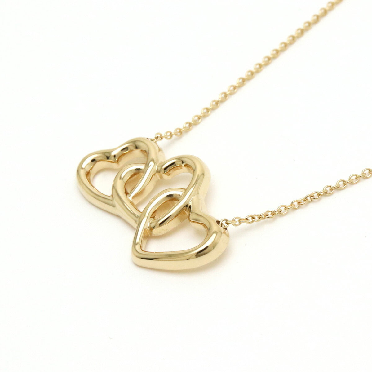 Tiffany Triple Open Heart Pendant Necklace Yellow Gold Y740930