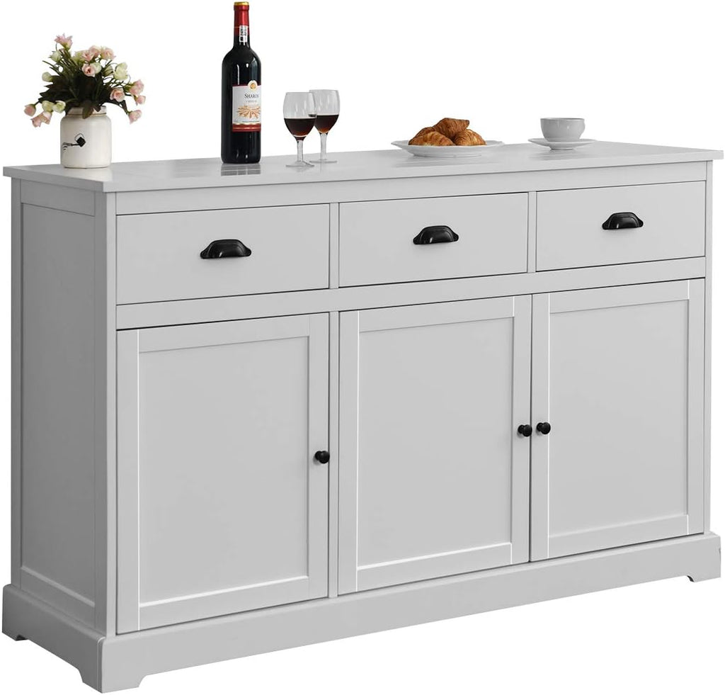 White Sideboard with 2 Cabinets and 3 Drawers D2025