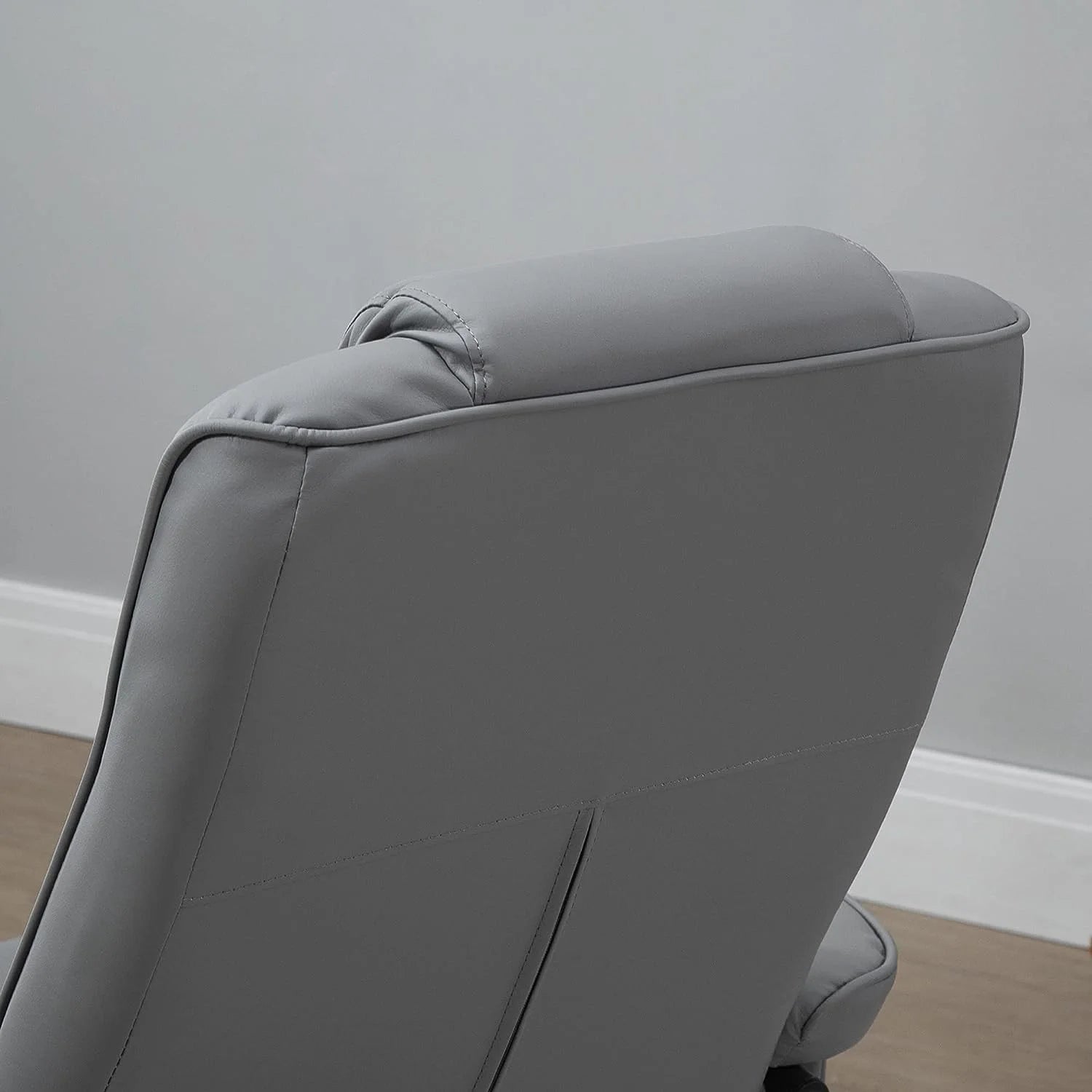 Gray Faux Leather Swivel Massage Recliner Chair and Ottoman Set J906911