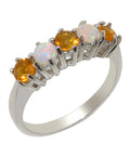 Sterling Silver Citrine & Opal Eternity Ring Size 10 Z382002