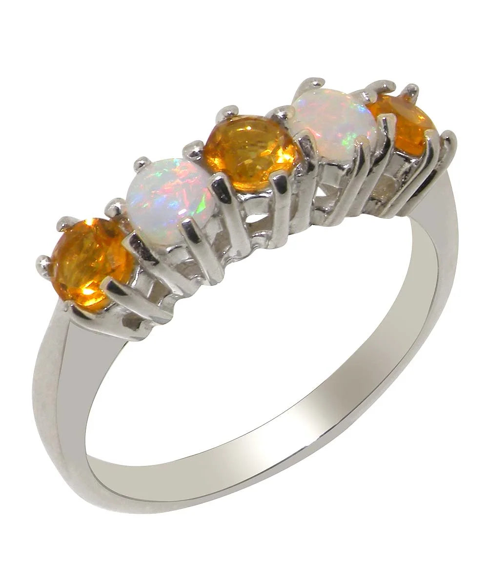 Sterling Silver Citrine & Opal Eternity Ring Size 10 Z382002