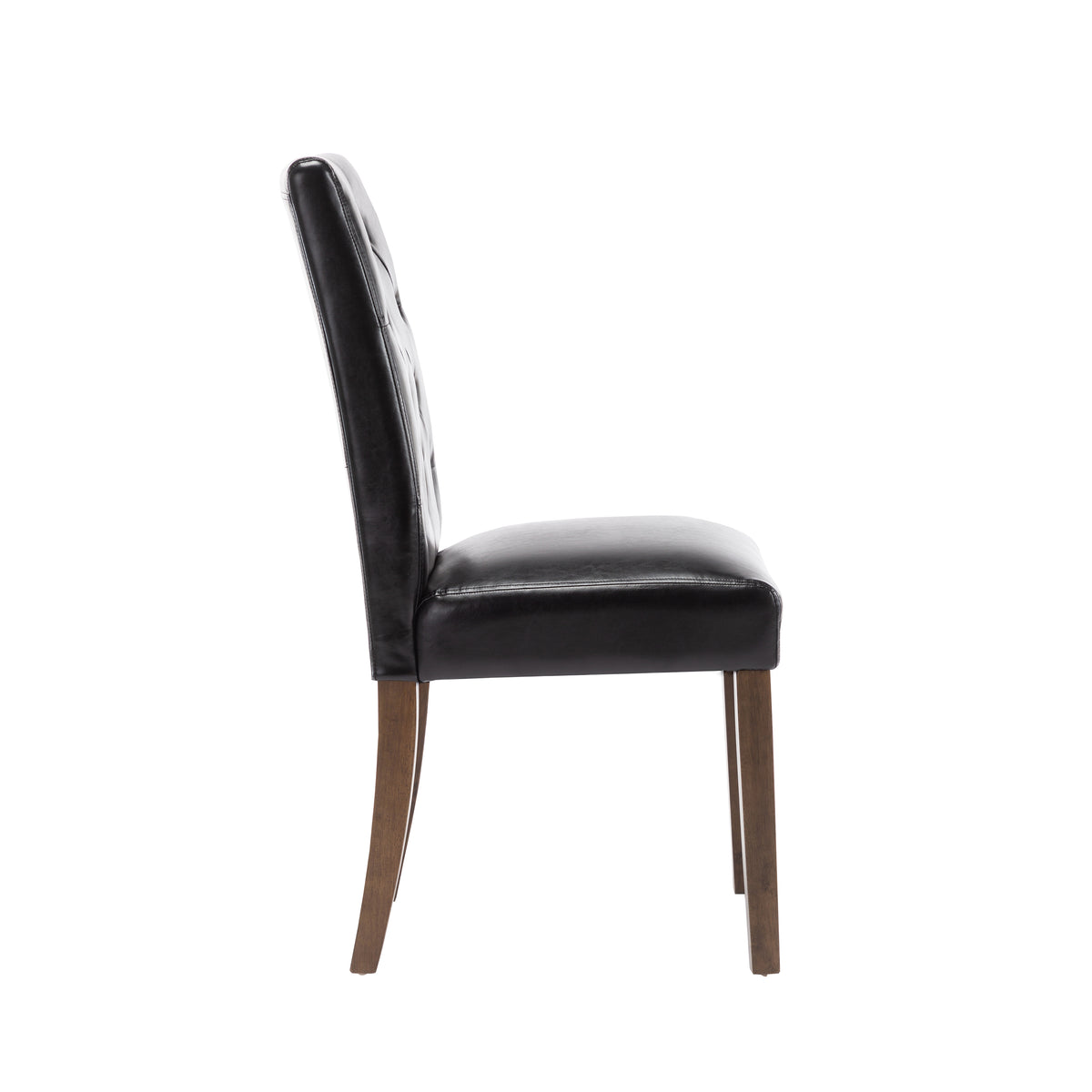 Set Of 2 Dining Chairs With Tall Backs, Button Tufted PU Leather Upholstery And Rubberwood Legs P69976