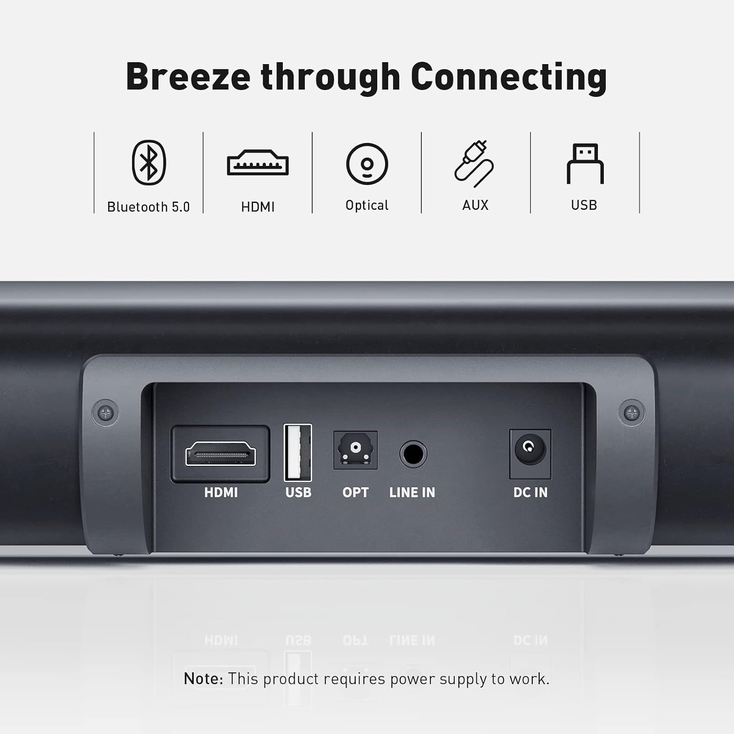 18.35-Inch Bluetooth Sound Bar with HDMI ARC W149941