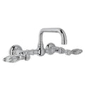 Polished Nickel Wall Mount Bridge Lavatory Faucet with Cross Handles O39943
