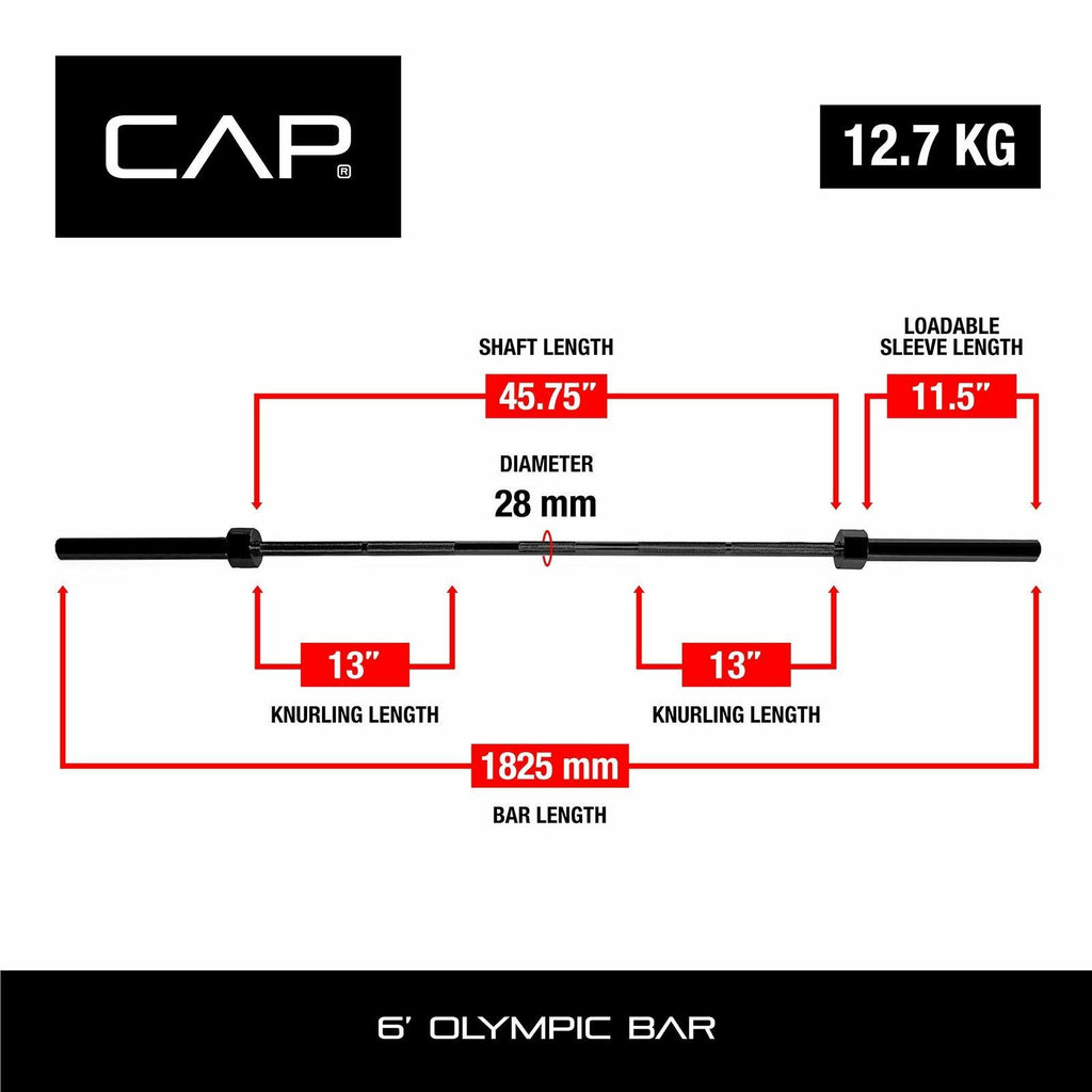 Black 6 ft Olympic Weight Bar E400