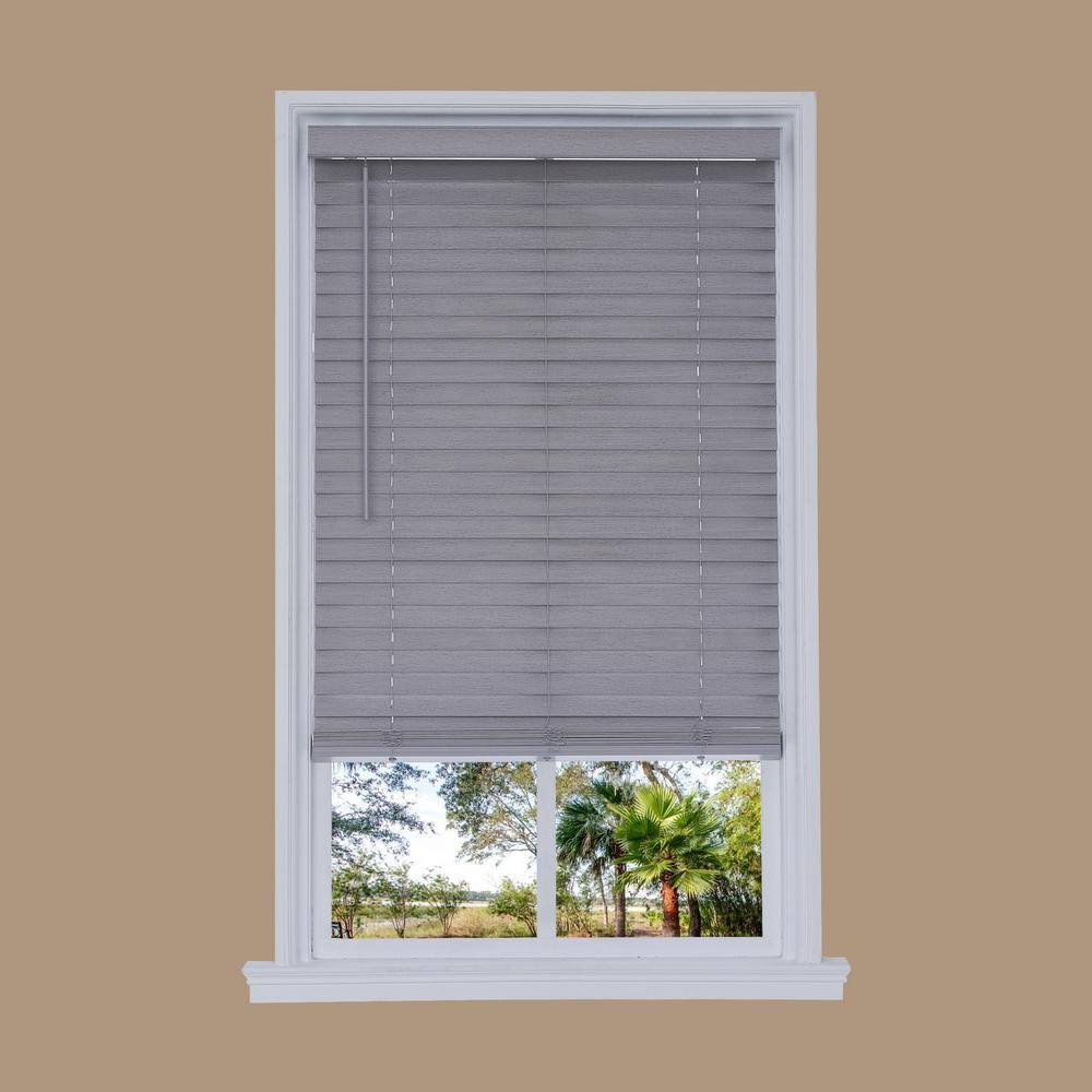 Gray Faux Wood Cordless Room Darkening Horizontal Blinds U9346