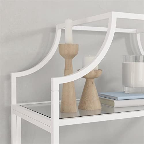 5 Shelf Metal Framed Glass Bookcase in Flat White W5237