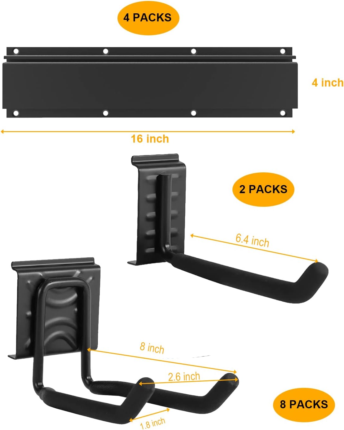 64INCH 4 Rail Aluminum Steel Wall Mount Tool Organizer, Pack of 2 X609233