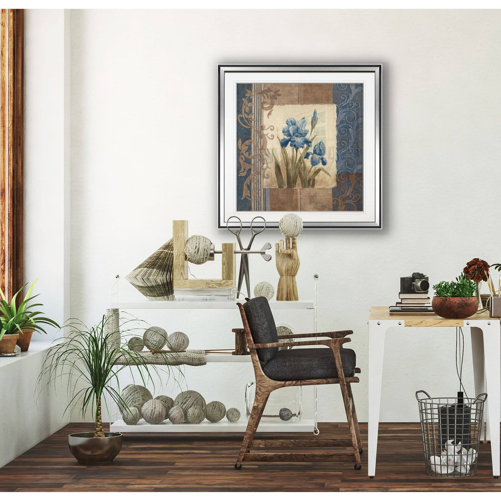 Blue Iris Scroll Framed Giclee Print 38x38 O935614