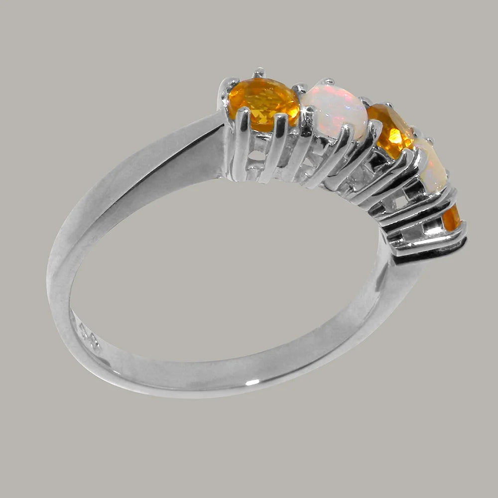 Sterling Silver Citrine & Opal Eternity Ring Size 10 Z382002