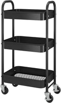 White 3-Tier Metal Rolling Storage Cart with Plastic Basket H3428