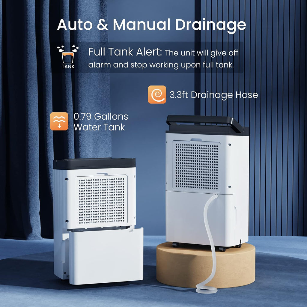 60 Pints Dehumidifier with Drain Hose and 0.79 Gallons Water Tank S269
