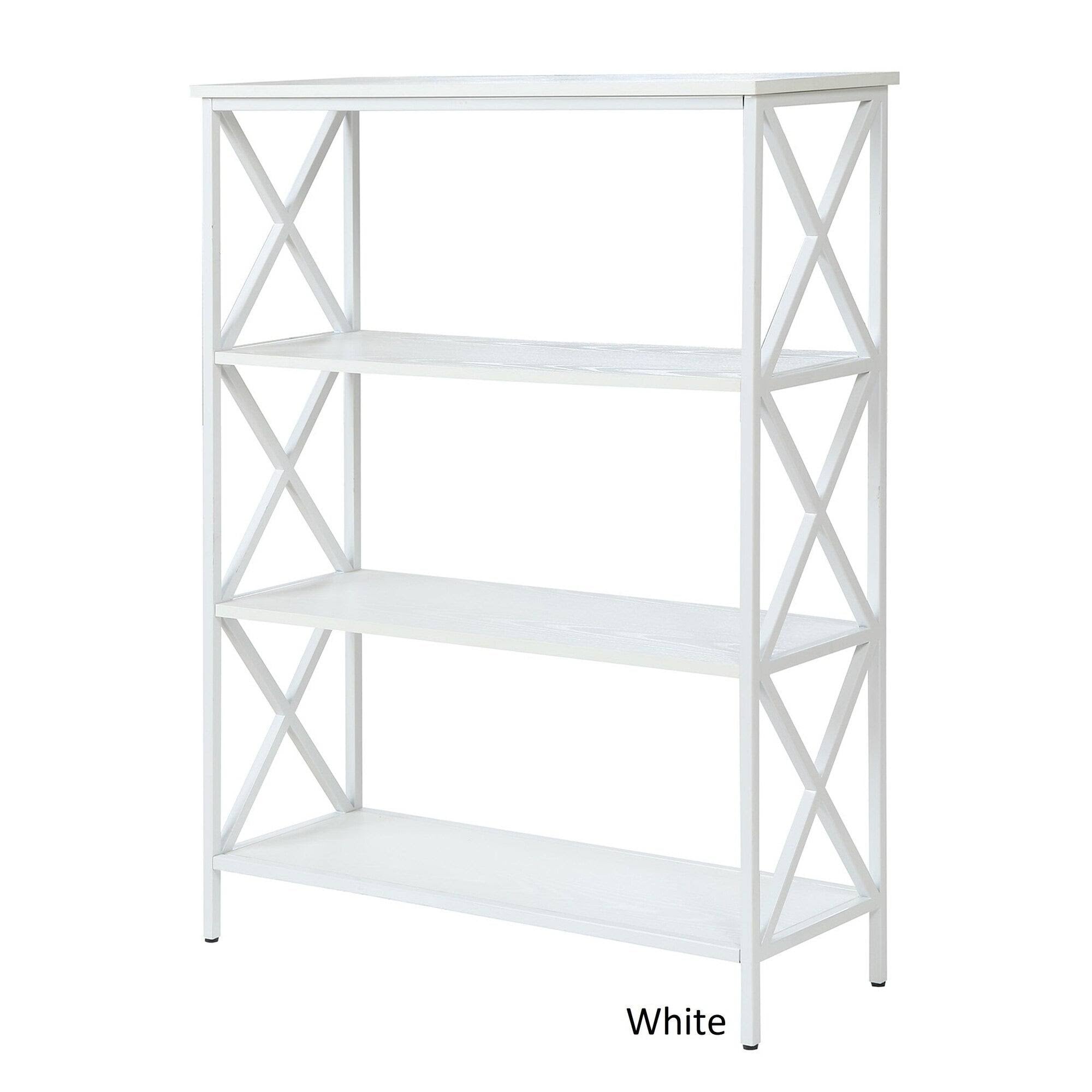 Metal and Wood 4-Shelf Bookcase Grey L7060