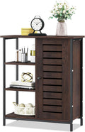 Dark Walnut Storage Cabinet with Metal Frame S49106