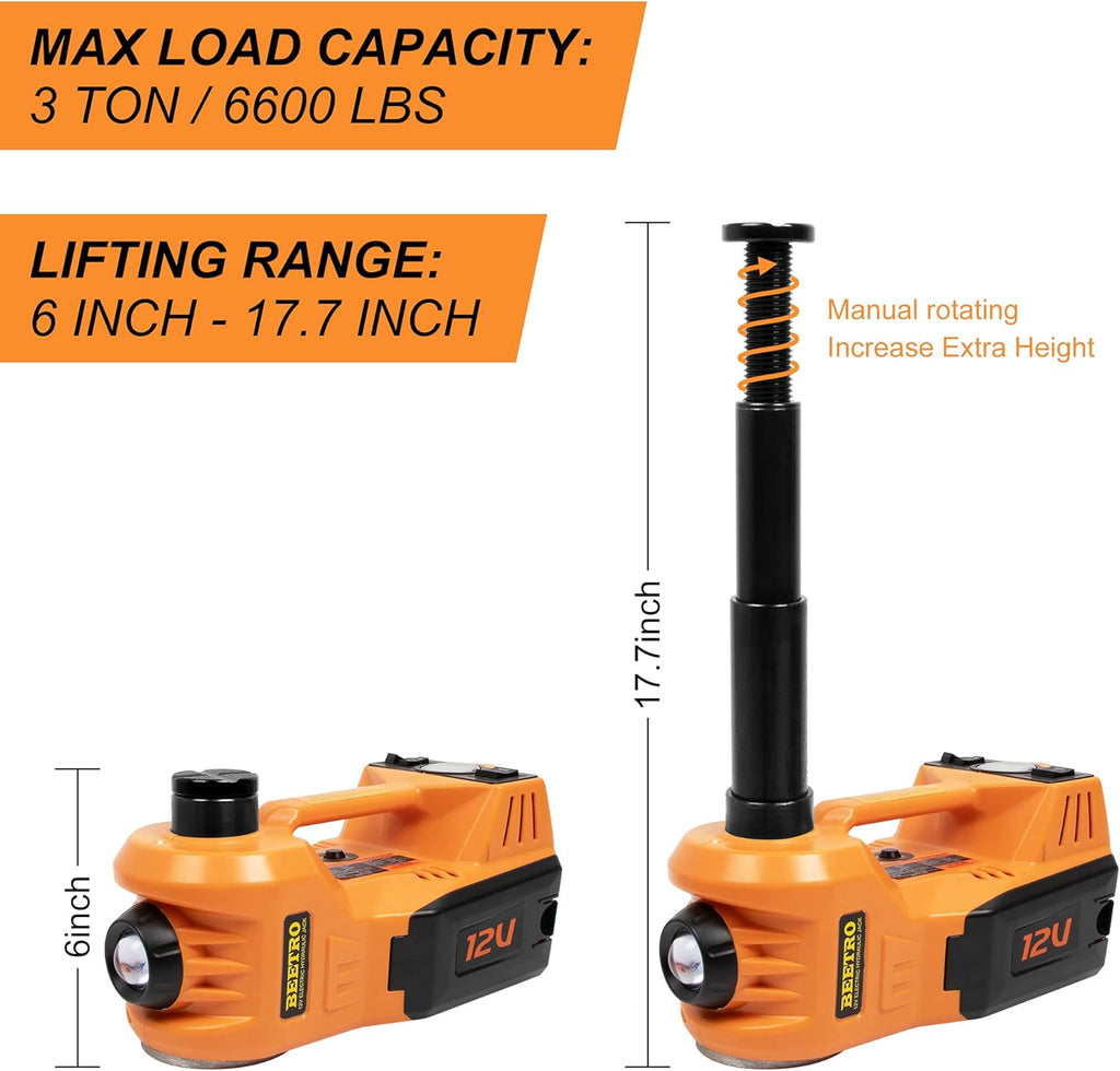 4 in 1 Electric Hydraulic Car Jack 3 Ton with Tire Inflator Pump and Electric Wrench W9145