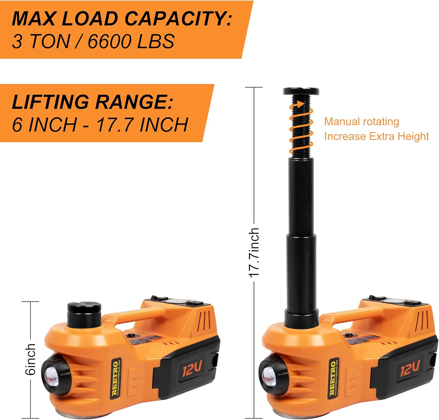 4 in 1 Electric Hydraulic Car Jack 3 Ton with Tire Inflator Pump and Electric Wrench W9145
