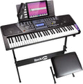 61 Key Keyboard Piano With Pitch Bend Kit, Keyboard Stand, Piano Bench, Headphones U297437