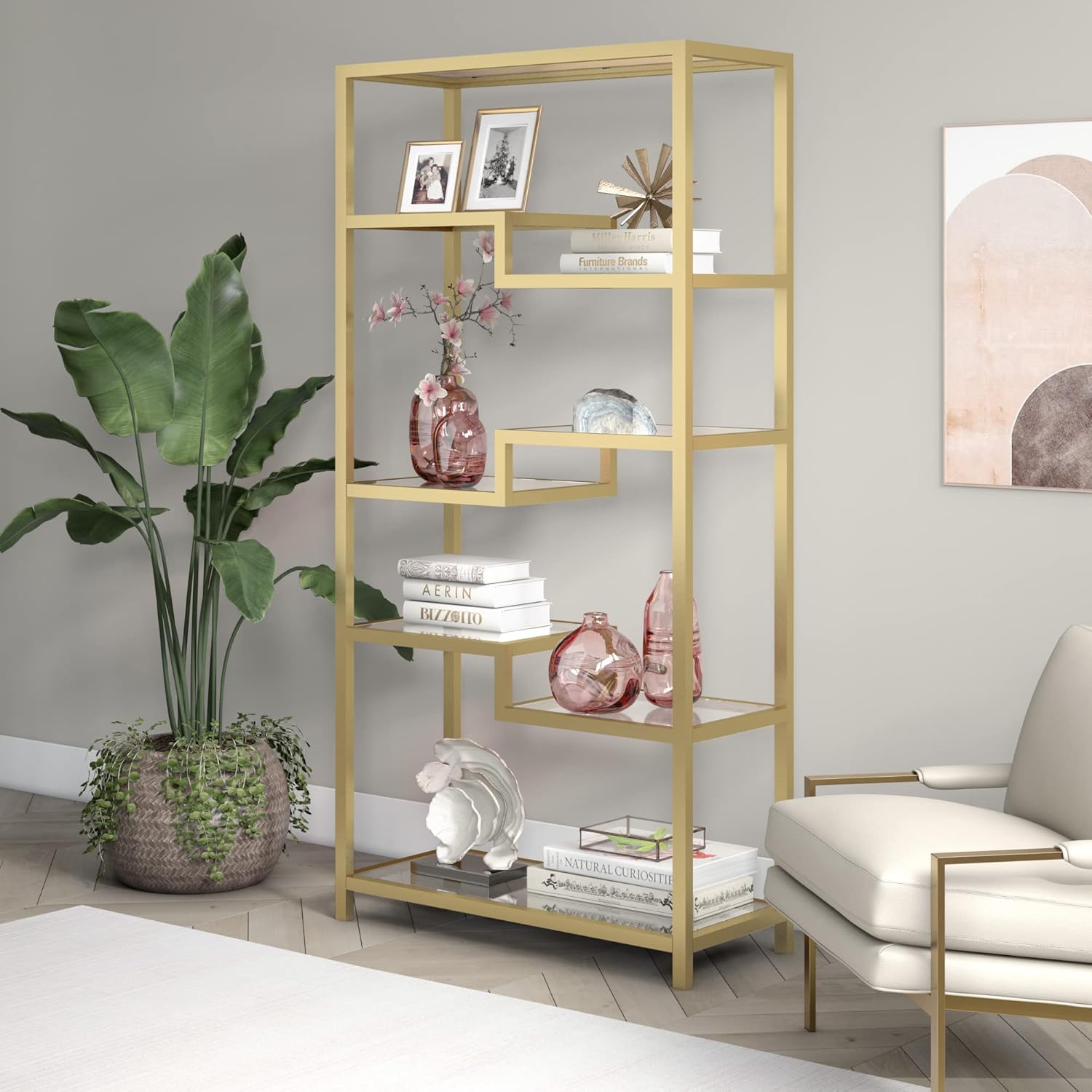 Brass Finish Bookcase X4201