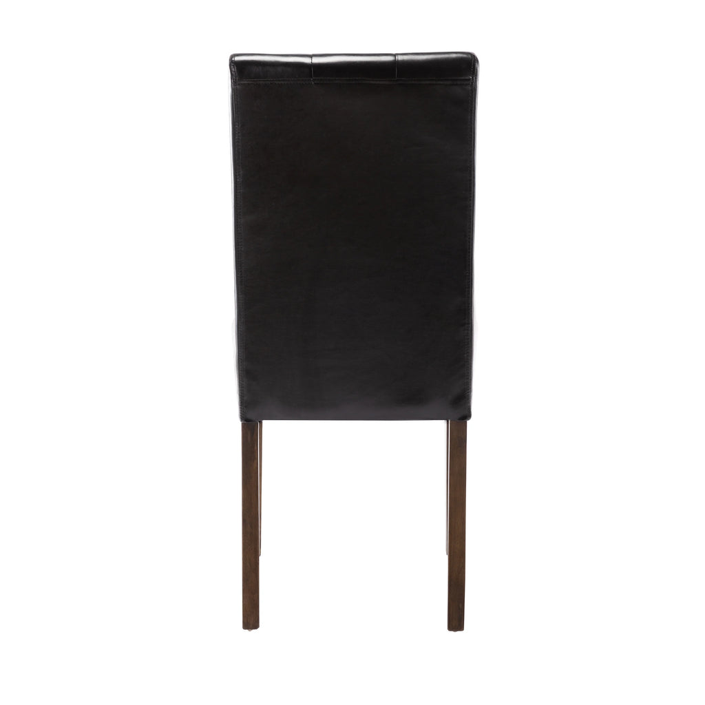 Set Of 2 Dining Chairs With Tall Backs, Button Tufted PU Leather Upholstery And Rubberwood Legs P69976
