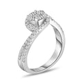 Composite Diamond Double Row Bypass Ring in 14K White Gold H1024