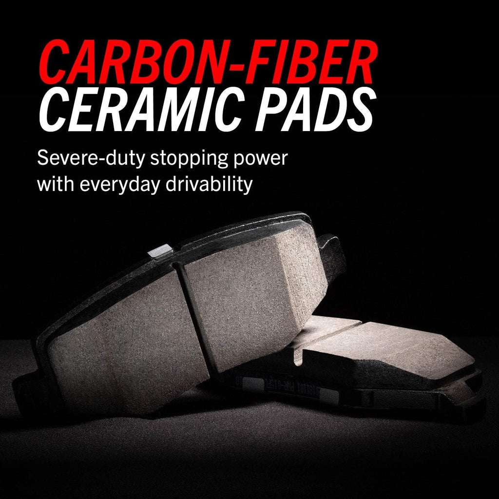 Front Z26 Carbon Fiber Brake Pads with Drilled & Slotted Brake Rotors Kit Pack of 2 Q886