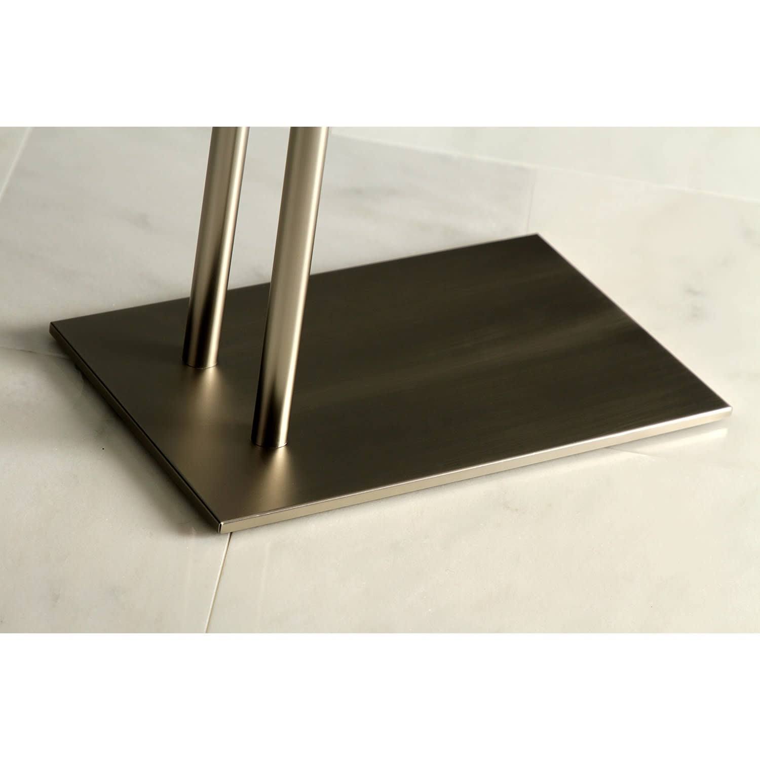 Brushed Nickel Pedestal Dual Towel Rack Z979736