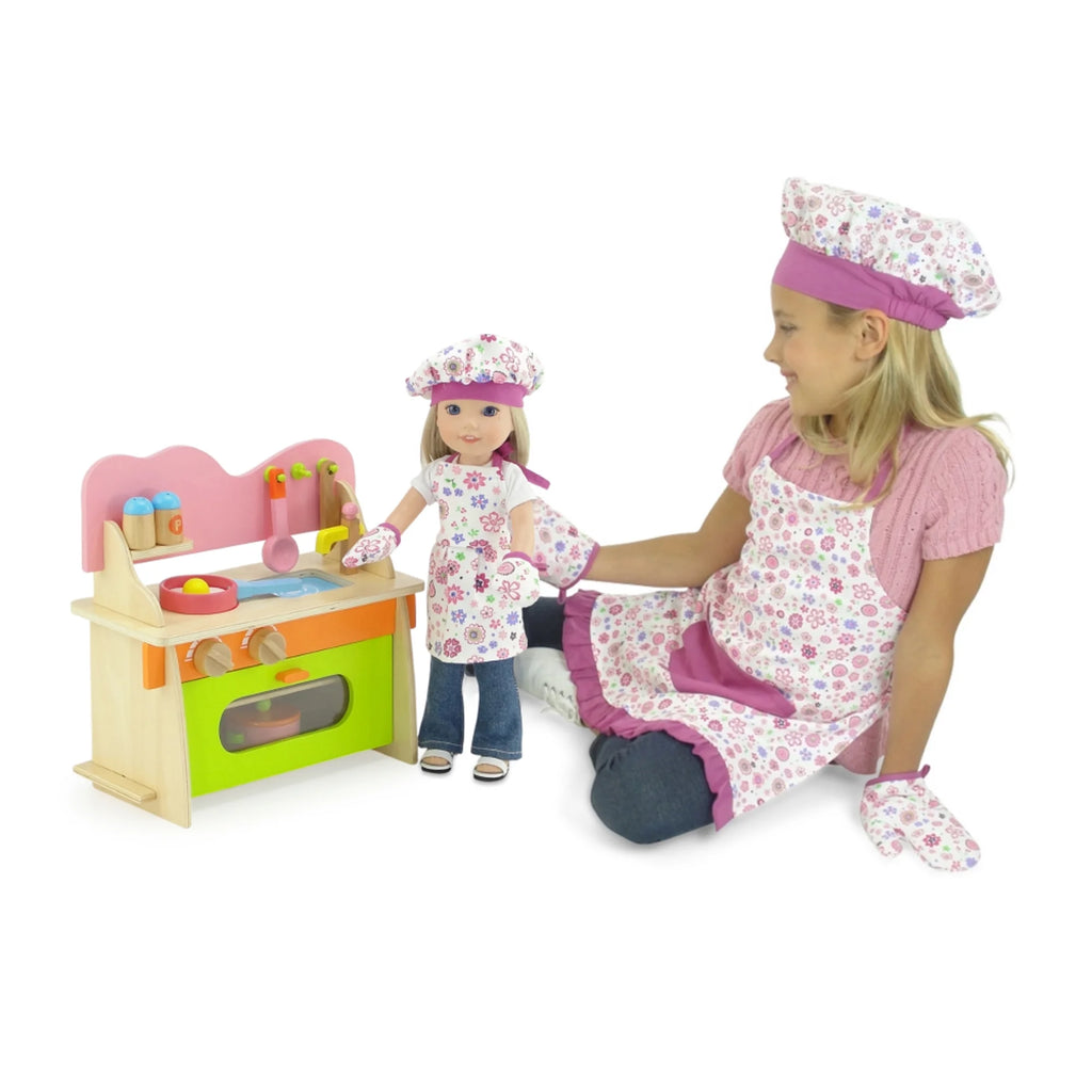 14.5 inch Doll Kitchen Set with Baking Oven, Stove, Sink and Cookware Accessories D726