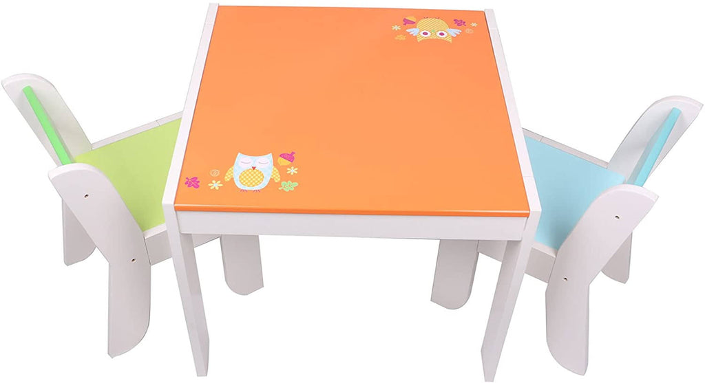 Orange Owl Wooden Kids Table and Chair Set N5582