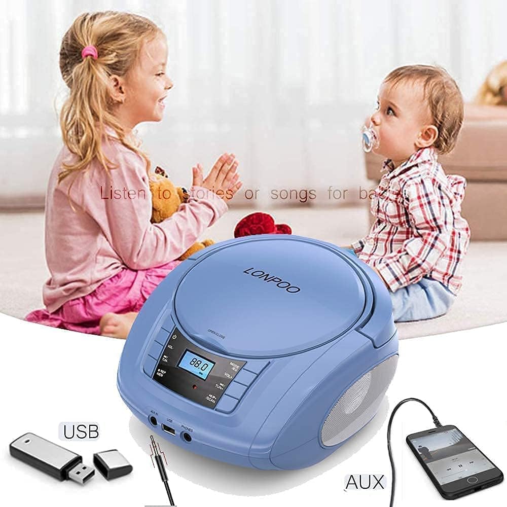 CD Player Boombox Portable Stereo Audio Morandi Blue Pack of 2 X639
