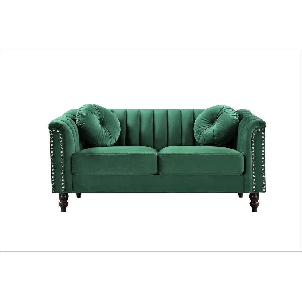 Green Tufted Back Loveseat C8727