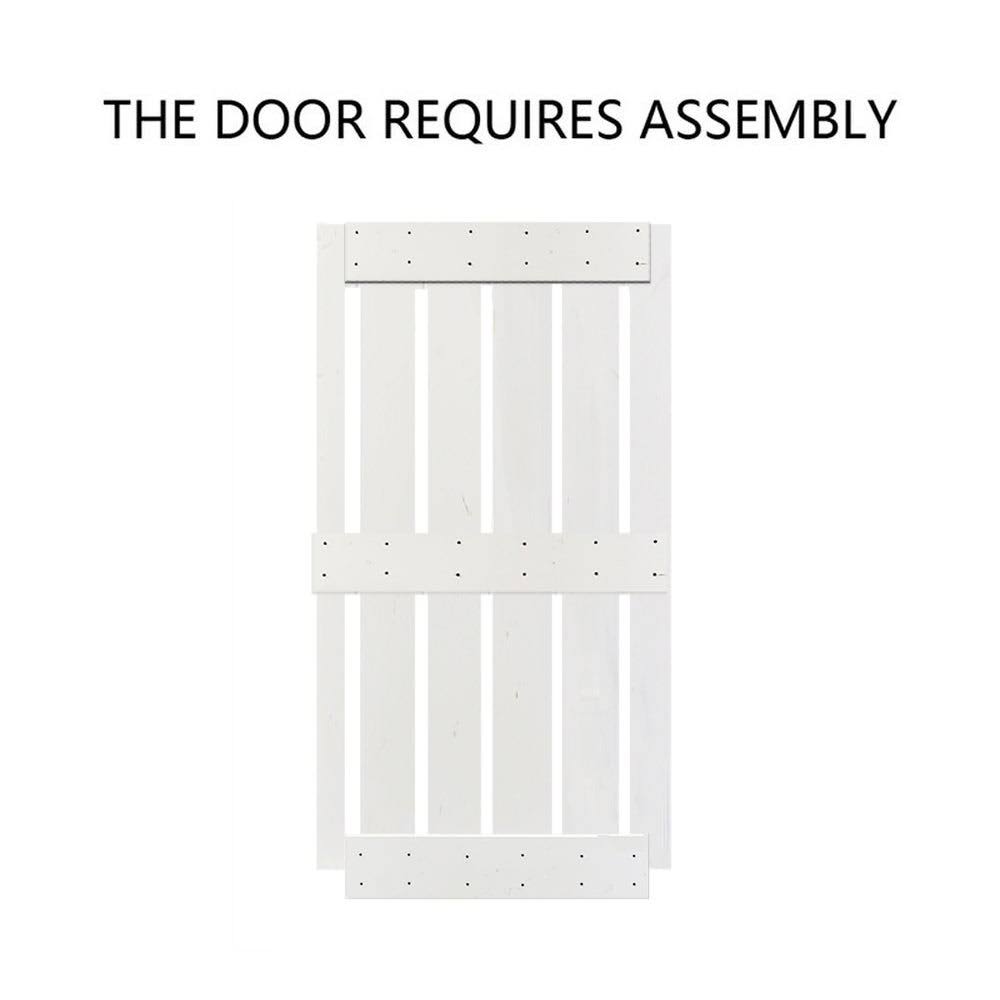 White Stained 2 Panel Solid Knotty Pine Wood Barn Door T970364